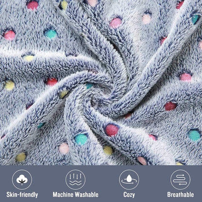 1 Pack 3 Blankets Super Soft Cute Dot Pattern Pet Blanket Flannel Throw for Dog Puppy Cat Beige/Brown/Pink Small