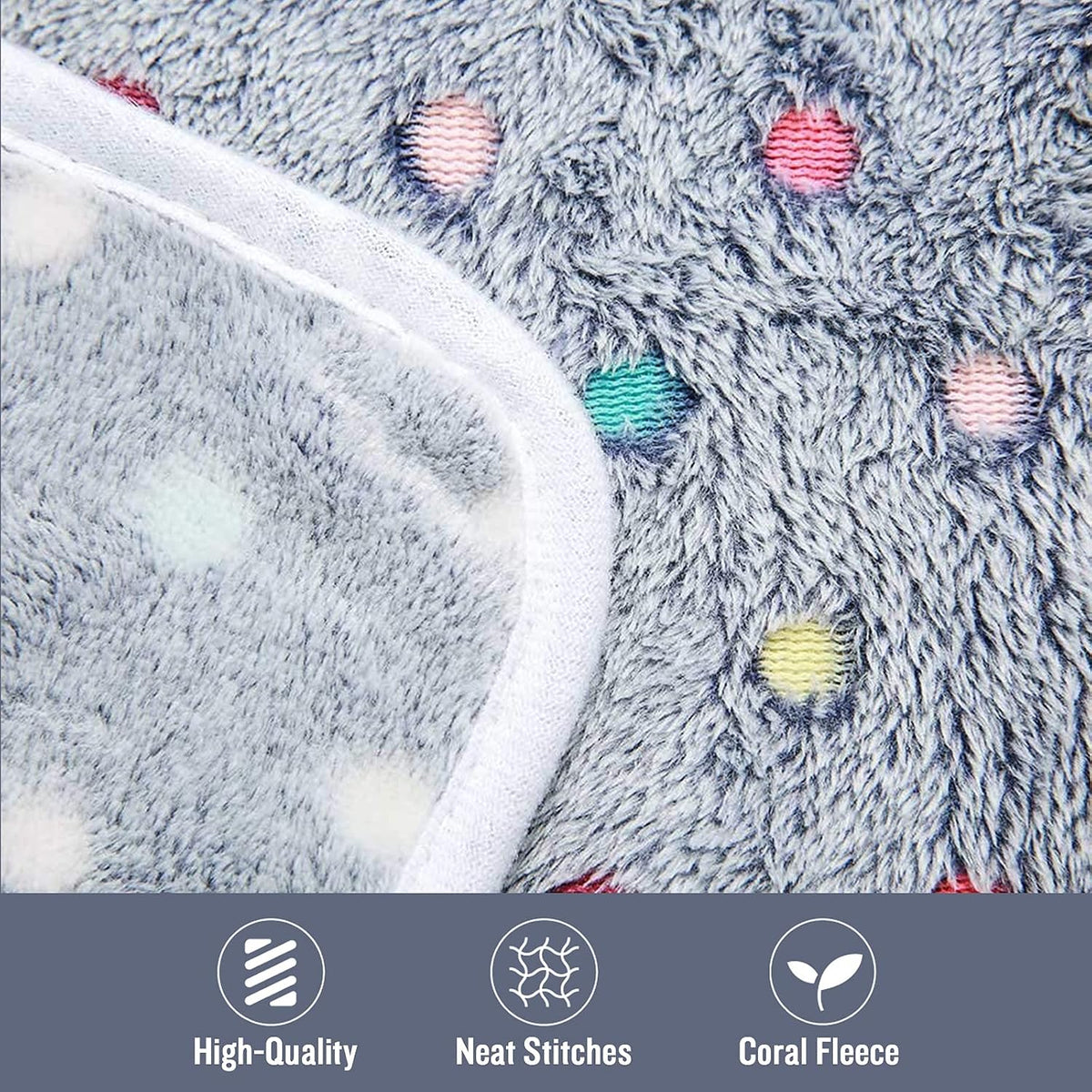 1 Pack 3 Blankets Super Soft Cute Dot Pattern Pet Blanket Flannel Throw for Dog Puppy Cat Beige/Brown/Pink Small