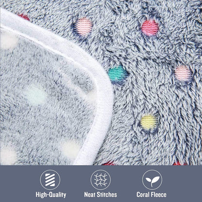 1 Pack 3 Blankets Super Soft Cute Dot Pattern Pet Blanket Flannel Throw for Dog Puppy Cat Beige/Brown/Pink Small