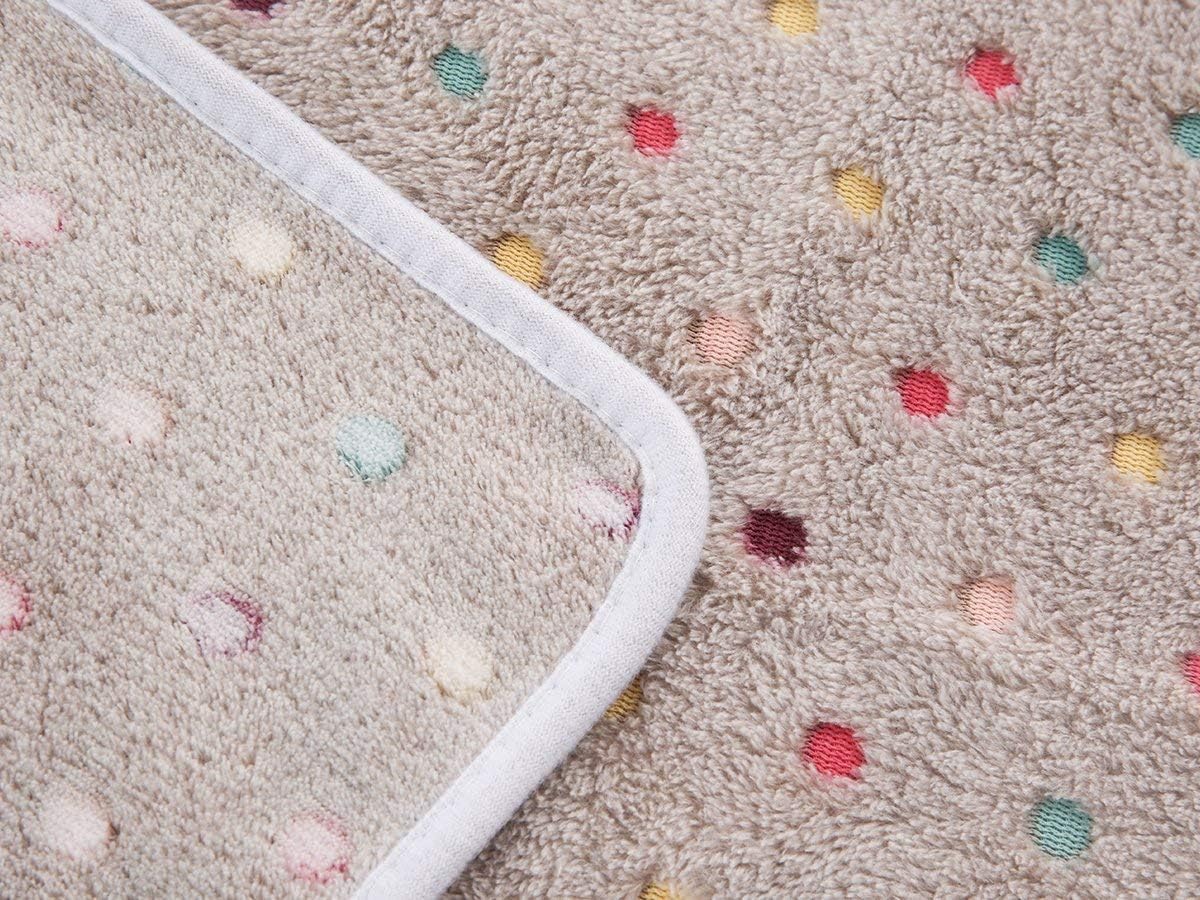1 Pack 3 Blankets Super Soft Cute Dot Pattern Pet Blanket Flannel Throw for Dog Puppy Cat Beige/Brown/Pink Small