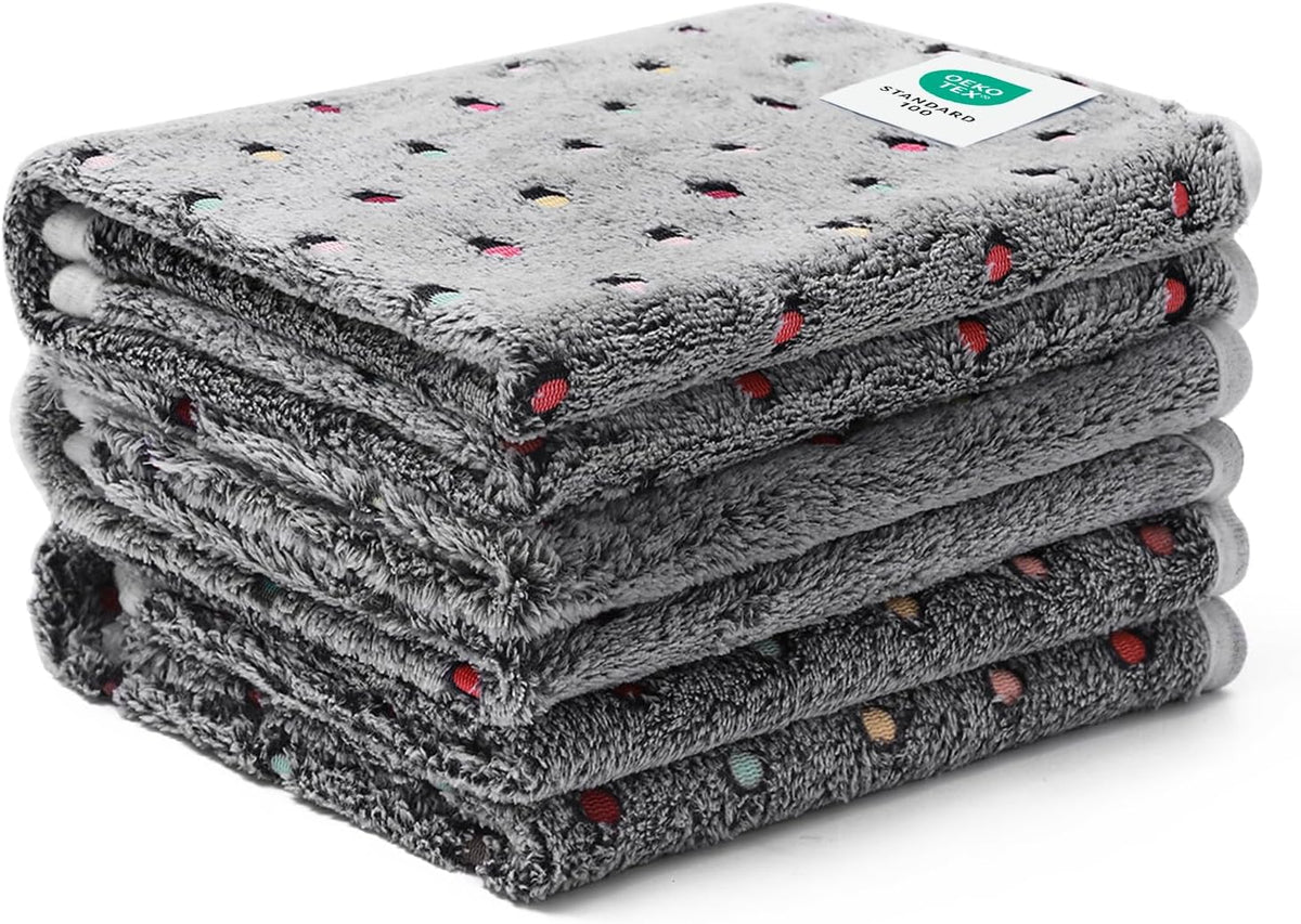 1 Pack 3 Blankets Super Soft Cute Dot Pattern Pet Blanket Flannel Throw for Dog Puppy Cat Beige/Brown/Pink Small