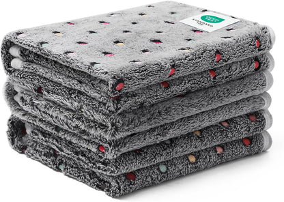 1 Pack 3 Blankets Super Soft Cute Dot Pattern Pet Blanket Flannel Throw for Dog Puppy Cat Beige/Brown/Pink Small