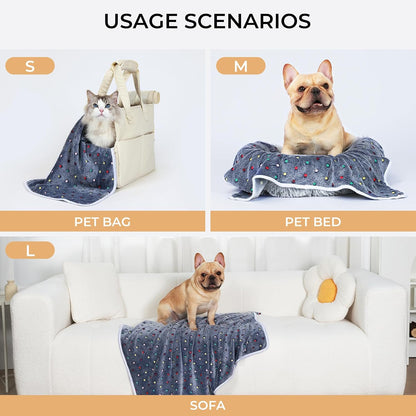 1 Pack 3 Blankets Super Soft Cute Dot Pattern Pet Blanket Flannel Throw for Dog Puppy Cat Beige/Brown/Pink Small
