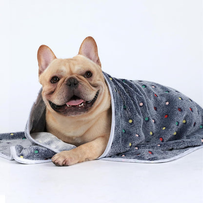 1 Pack 3 Blankets Super Soft Cute Dot Pattern Pet Blanket Flannel Throw for Dog Puppy Cat Beige/Brown/Pink Small