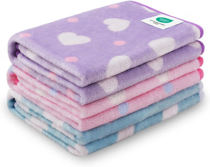 1 Pack 3 Blankets Super Soft Cute Dot Pattern Pet Blanket Flannel Throw for Dog Puppy Cat Beige/Brown/Pink Small