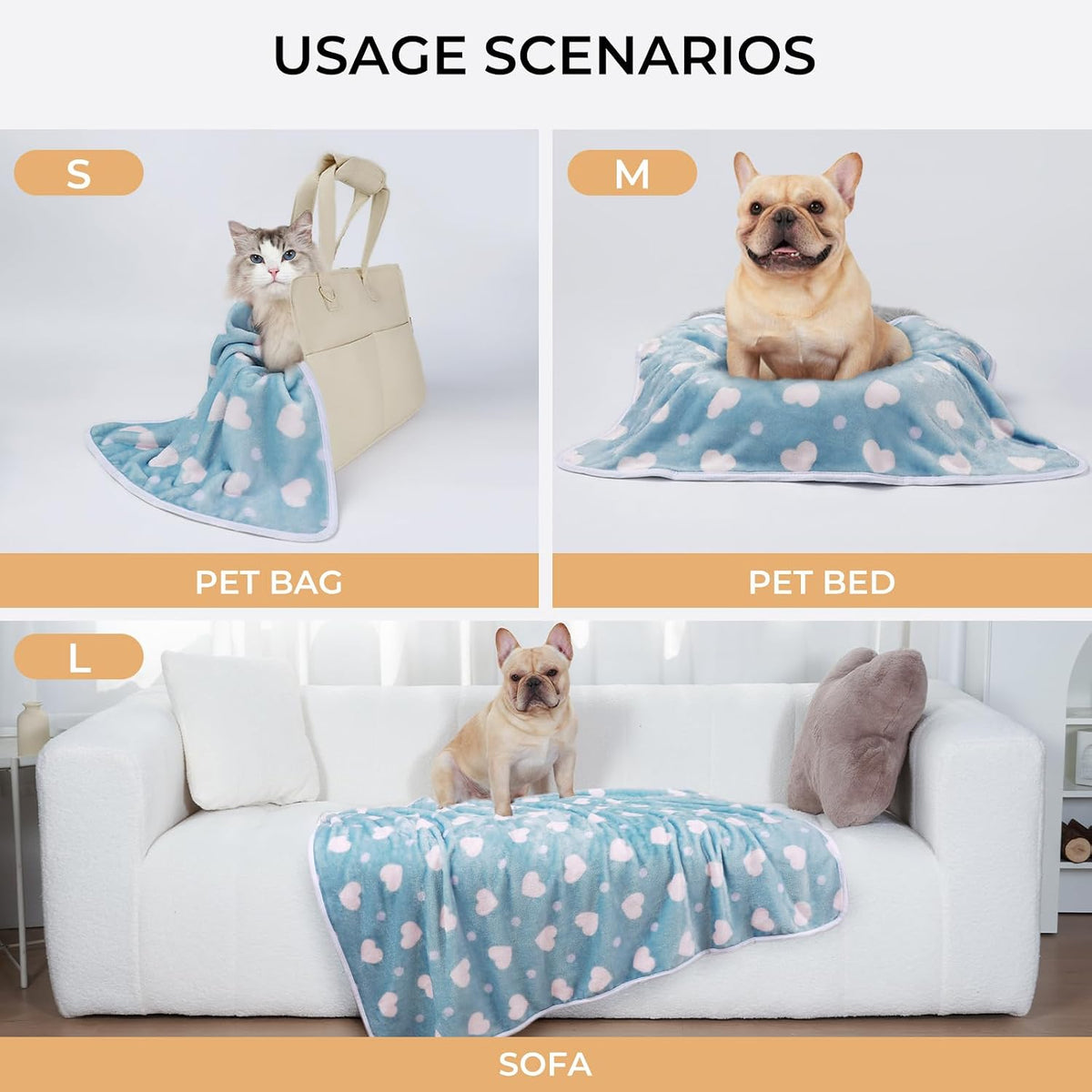 1 Pack 3 Blankets Super Soft Cute Dot Pattern Pet Blanket Flannel Throw for Dog Puppy Cat Beige/Brown/Pink Small