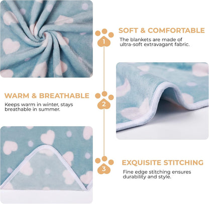 1 Pack 3 Blankets Super Soft Cute Dot Pattern Pet Blanket Flannel Throw for Dog Puppy Cat Beige/Brown/Pink Small