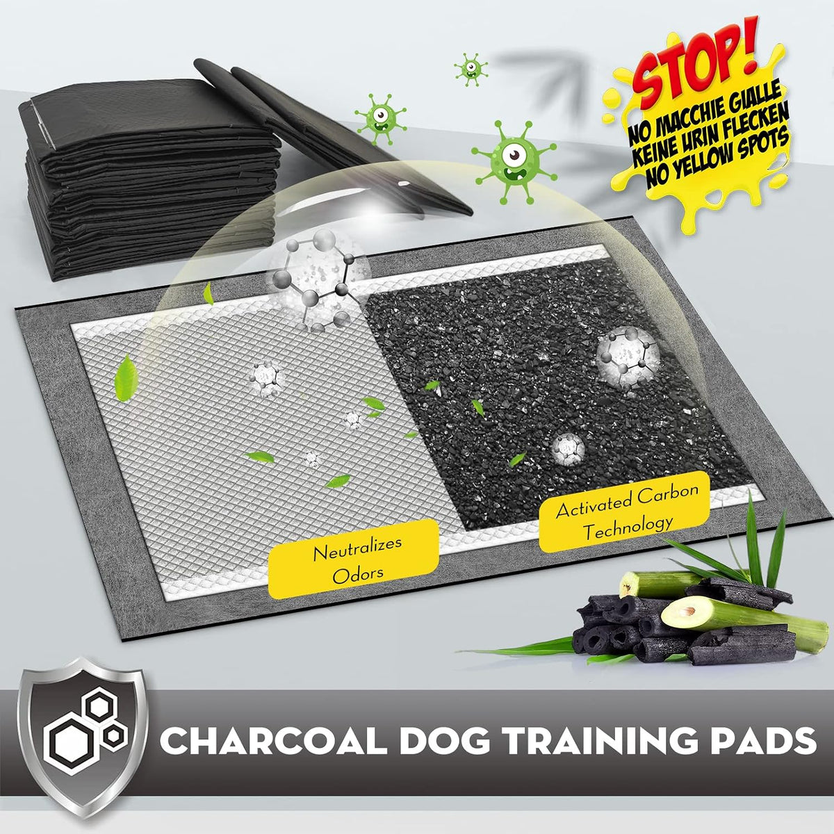 Charcoal Pee Pads for Dogs Odor Control Leak Proof 23x24in
