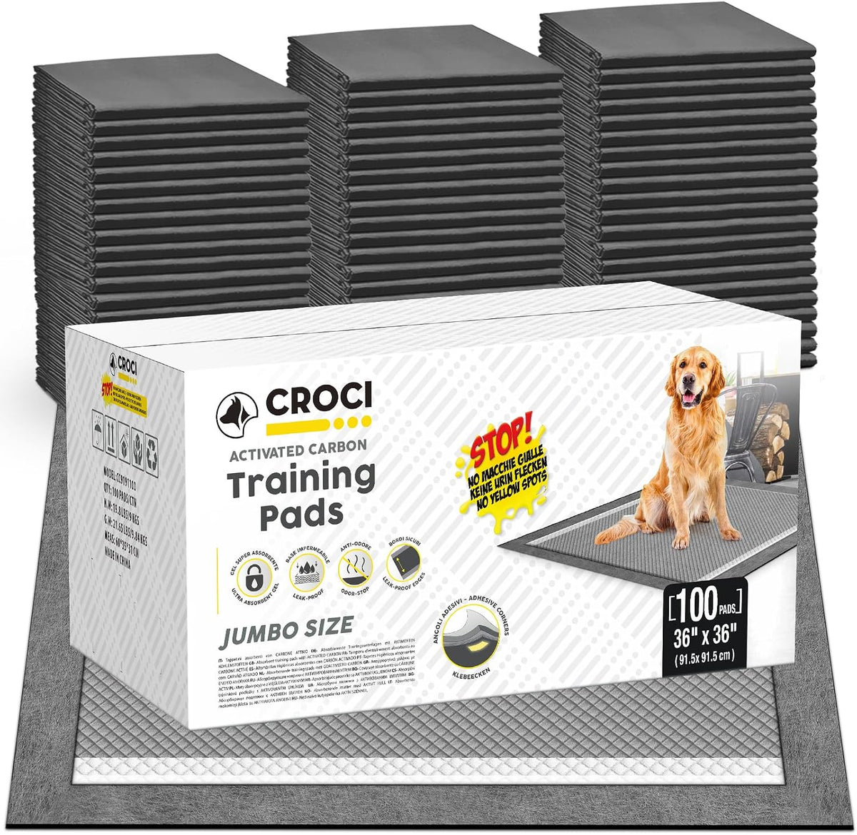 Charcoal Pee Pads for Dogs Odor Control Leak Proof 23x24in