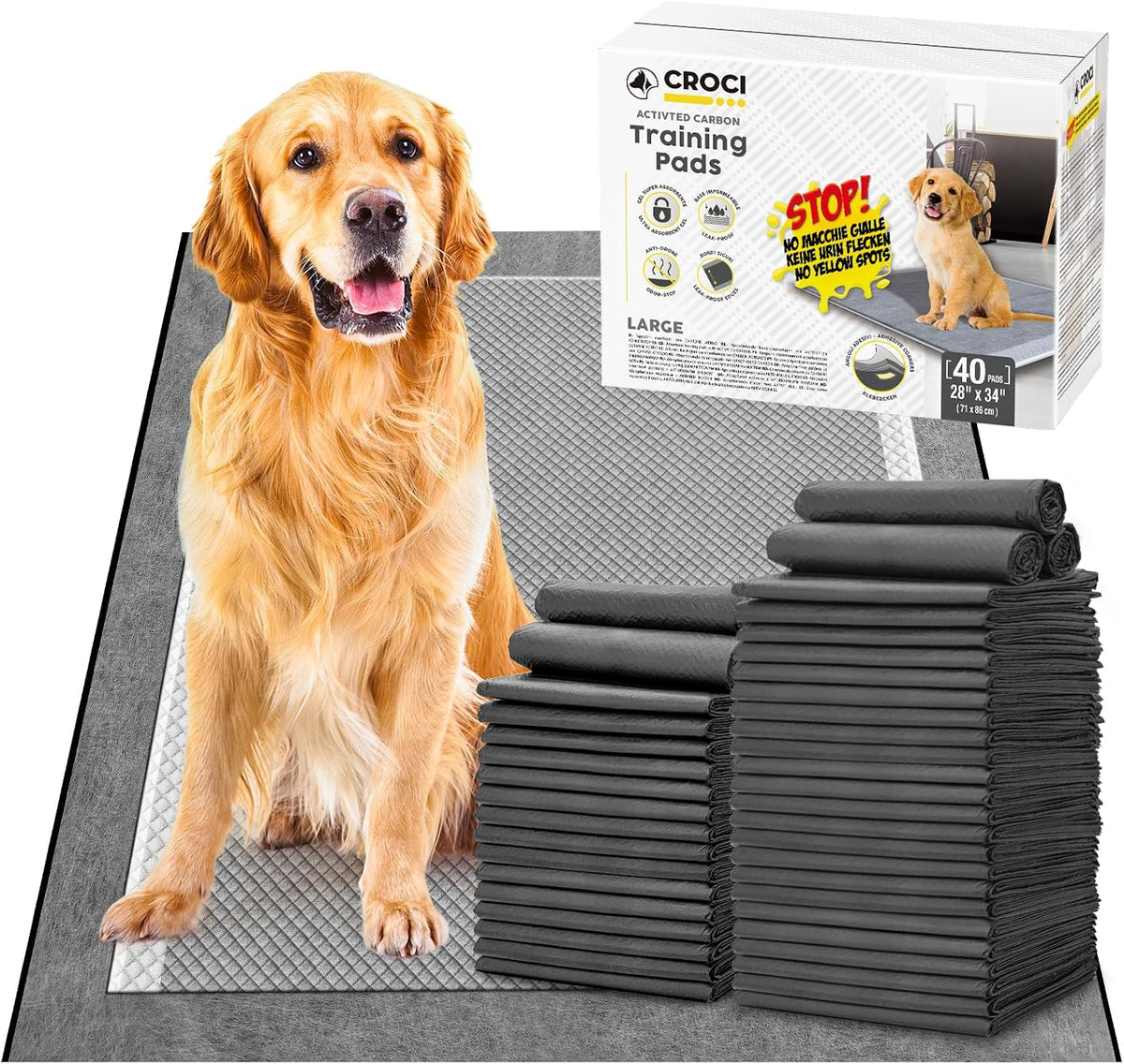 Charcoal Pee Pads for Dogs Odor Control Leak Proof 23x24in