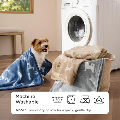 Dog Blanket for Small Dogs Puppy, Flannel Fleece, 3-Pack 23x16