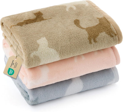Dog Blanket for Small Dogs Puppy, Flannel Fleece, 3-Pack 23x16