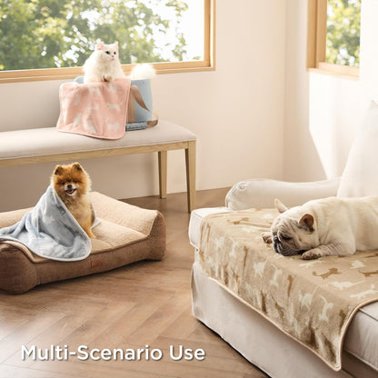 Dog Blanket for Small Dogs Puppy, Flannel Fleece, 3-Pack 23x16