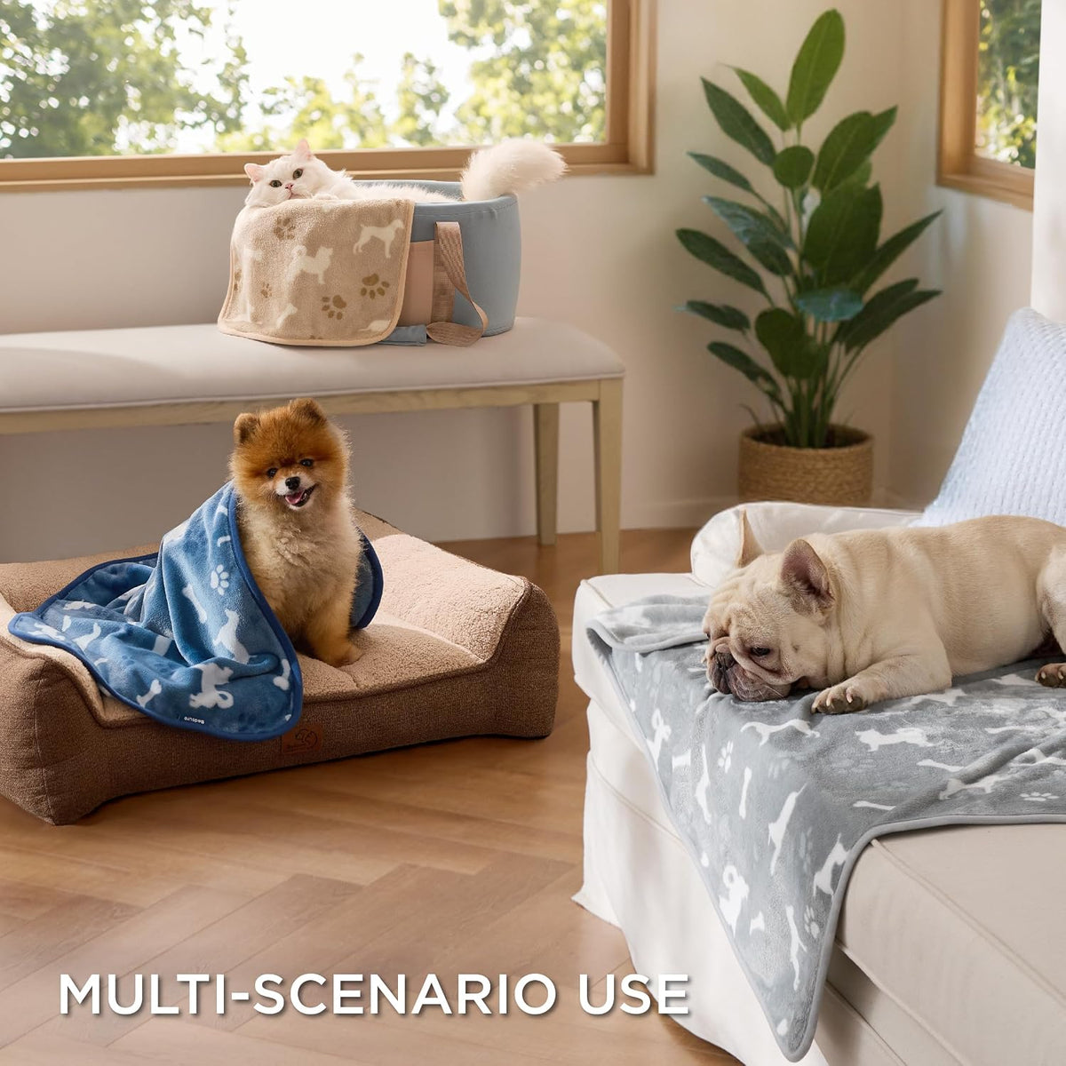 Dog Blanket for Small Dogs Puppy, Flannel Fleece, 3-Pack 23x16