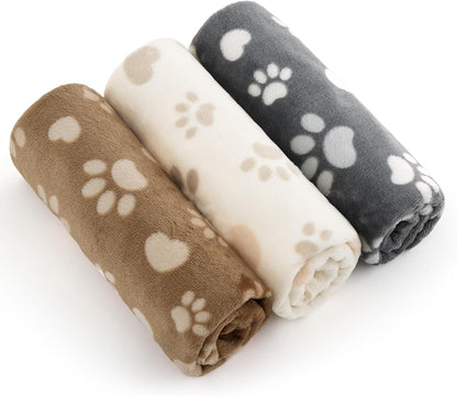 Dog Blanket for Small Dogs Puppy, Flannel Fleece, 3-Pack 23x16