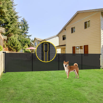 Reinforced 42” Extra Tall Retractable Baby Gates with Rods, Extends up to 60” Wide, Tall Retractable Dog Gate for Doorways Prevent Crawling Through Mesh Pet Gate Indoor Outdoor, Black