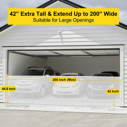 Reinforced 42” Extra Tall Retractable Baby Gates with Rods, Extends up to 60” Wide, Tall Retractable Dog Gate for Doorways Prevent Crawling Through Mesh Pet Gate Indoor Outdoor, Black