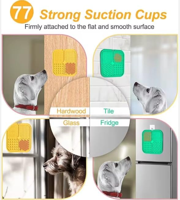 Lick Mat for Dogs and Cats, Food Grade Silicone Slow Feeder Mat with Strong Suction for Grooming, Bathing and Anxiety Relief, BPA-Free Pet Feeding Mat for Dental Care