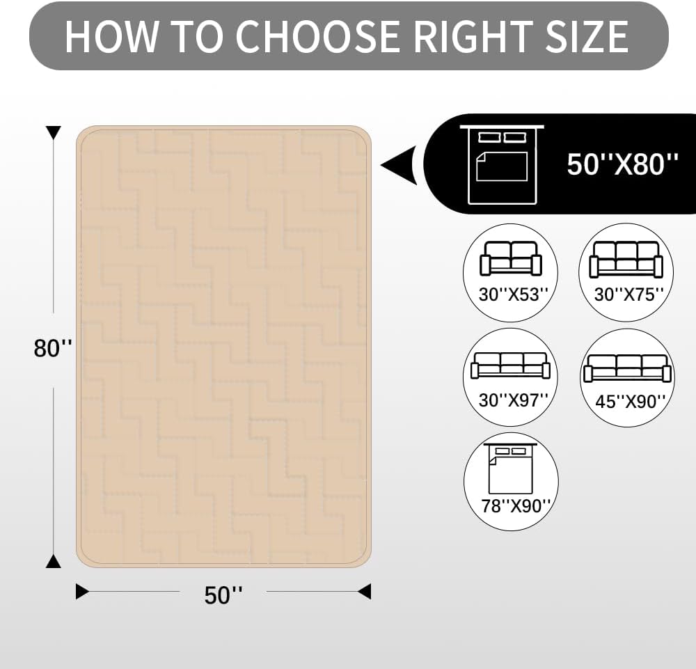 fuguitex Waterproof Dog Bed Cover Couch Cover, Anti-Slip Cat Mat Pet Pad Blanket for Sofa Chair Recliner Furniture Protrctor
