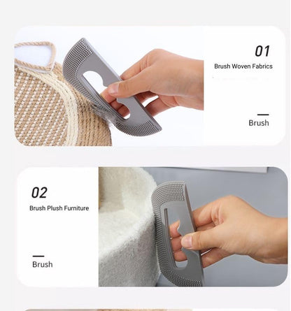 Reusable Soft Rubber Cat Dog Hair Removal Brush Gray (2 Pack) - Washable Pet Hair Deshedding Cleaning Tool for Indoor Cats, Dogs, Couch, Carpet & Furniture