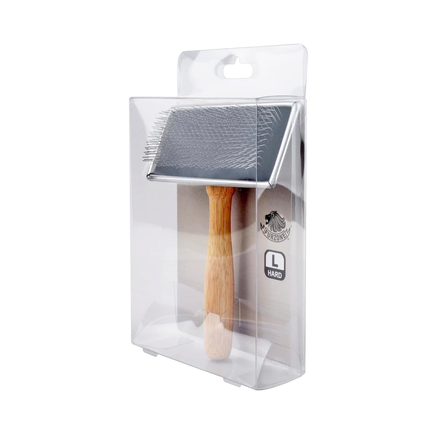 Furzone Wooden Slicker Brush - Stainless Steel Hard Pins for Dogs (Size M)