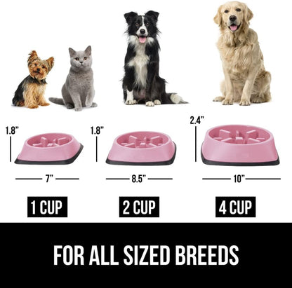 GORILLA GRIP® Patented BPA Free Slow Feeder Dog Bowls, Interactive Puzzle Toy for Dogs and Cats Food Training Enrichment, Keeps Pets Busy and Prevents Puppy Overeating, Small Breeds, 1 Cup, Gray