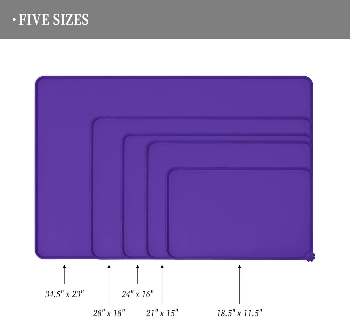 Reopet Waterproof Pet Feeding Mat, Non-Slip Silicone Placemats for Dog Cat Food and Water Bowl, High Raised Edges to Prevent Spills and Protect Floors
