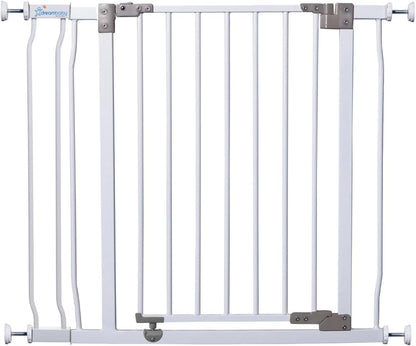 Dreambaby Liberty Walk Thru Baby Safety Gate Set - with 3.5inch Extension Panel - Fits 29.5-36.5inch Openings - Pressure Mounted Security Gates - White
