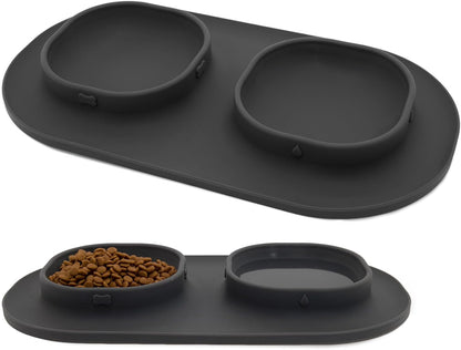 Dog Food Bowls Pet Bowls & Dog Water Bowls with No-Spill and Non-Skid, Feeder Bowls with Dog Bowl Mat for Small Medium Large Size Dogs Cats Puppy Pets, Dog Dishes (Green)