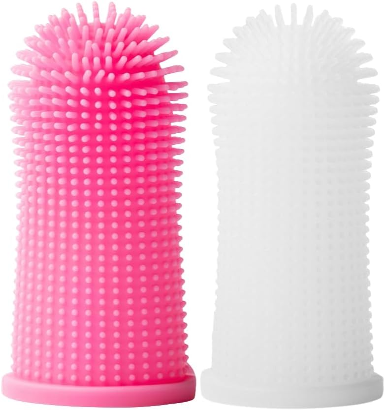 Dog Finger Toothbrush – Soft Silicone Finger Brush for Dogs & Puppies – Gentle Dental Care for Pets – Easy-to-Use Dog Toothbrush for Small, Medium & Large Breeds (Blue/White)