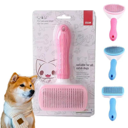Self-Cleaning Slicker Brush, Dog Cat Bunny Pet Grooming Shedding Brush, Easy to Remove Loose Undercoat, Pet Massaging Tool Suitable for Pets with Long or Short Hair (Black)