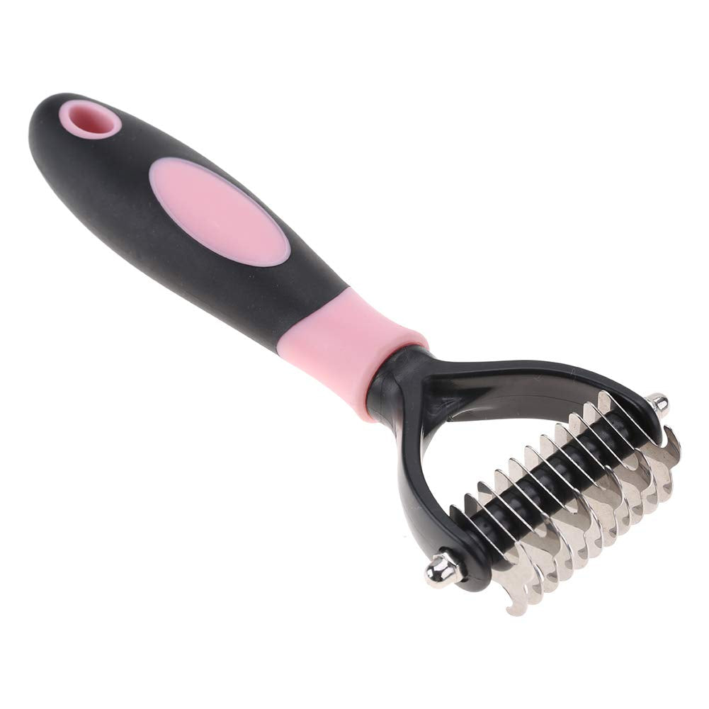 Deshedding Dog Brush, Cat Brush Dog Brush for Shedding Dog Rake Double Sided Undercoat Rake Comb for Detangling, Deshedding Pet Grooming Brush for Small, Medium Dogs and Cats