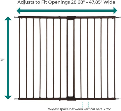 MyPet Windsor Walk Thru Pet Gate: 28.68" - 47.85" Wide Dog Gate. Hardware Mount, Dog Gates for The House, Cat Gate for Doorway. 31" Tall, Matte Bronze