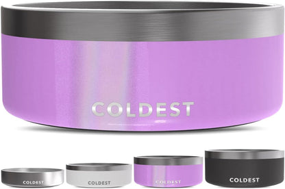 Coldest Dog Bowl - Anti Rust Metal, Non Slip, 3 Layers Insulated Stainless Steel Dog Bowls - Spill Proof & Heavy Duty - Water Bowl for Dogs, Cats & Pets, Dish Washer Safe (21 oz, Stealth Black)