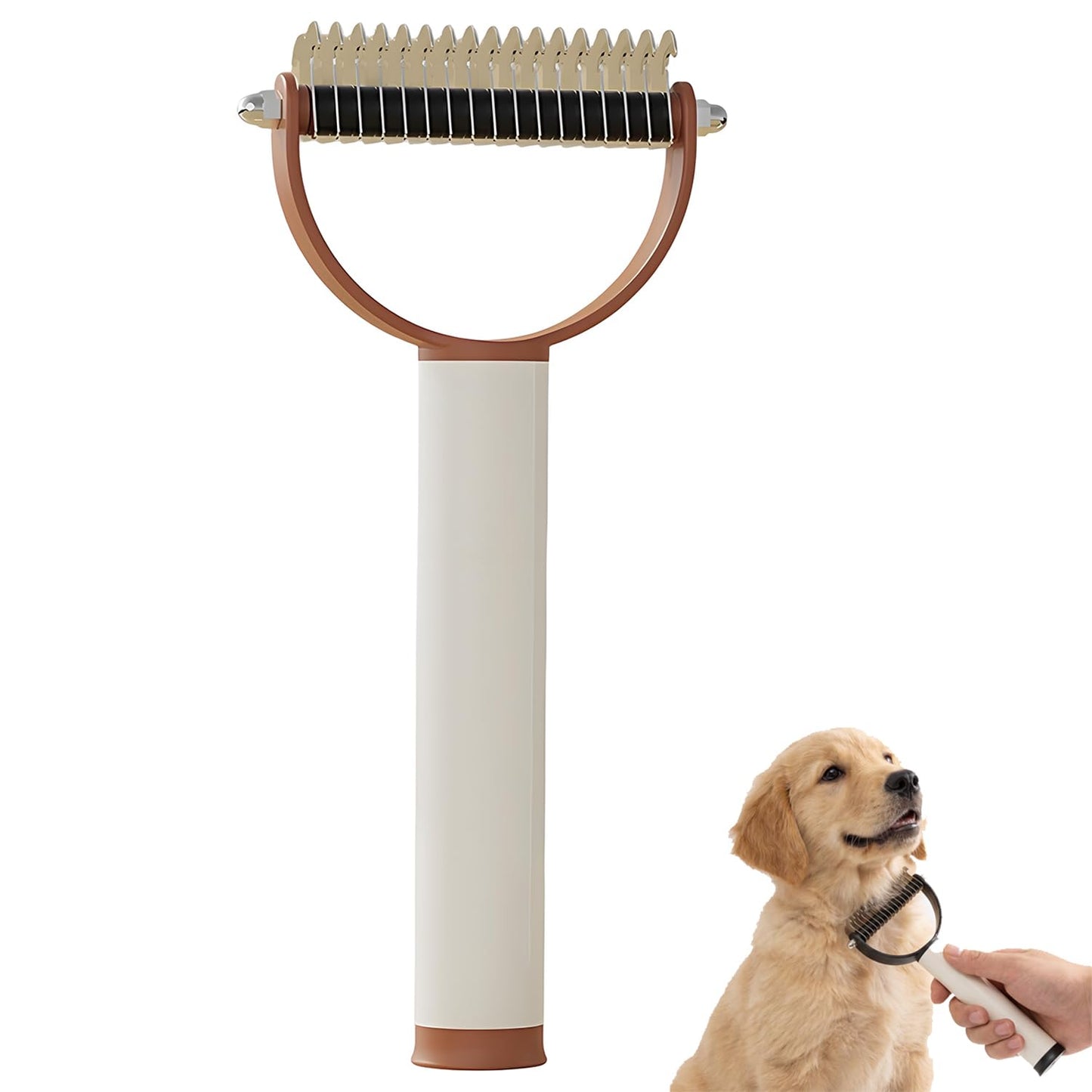 Pet Pro Grooming Tool for Dogs, Deshedding Dog Brush & Undercoat Rake for Dogs, Double-Sided Pet Grooming Brush for Shedding, Tangles & Loose Fur (Mix-2pc)