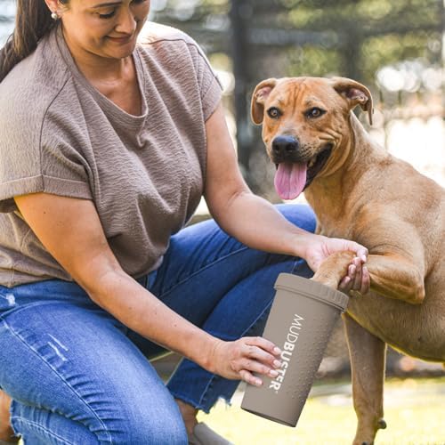 Dexas MudBuster Medium Dog Paw Cleaner in Fuchsia - Fits 1.5"-2.5" Wide Paws, Portable Paw Washer for Muddy Paws, Dog Paw Cleaning Cup with Gentle Silicone Bristles, Quick Clean Pet Paw Washer