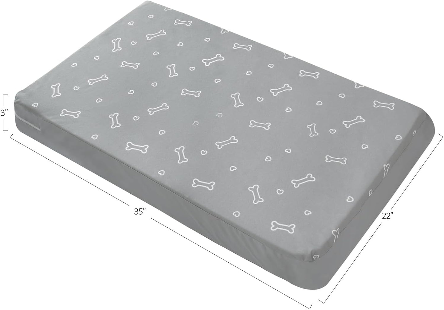 Waterproof Dog Bed Cover, Removable Dog Bed Covers Replacement Washable with Smooth Zipper, Indoor/Outdoor, Bone Print 27 x 36 x 4 Inch for Dog/Cat, Cover Only