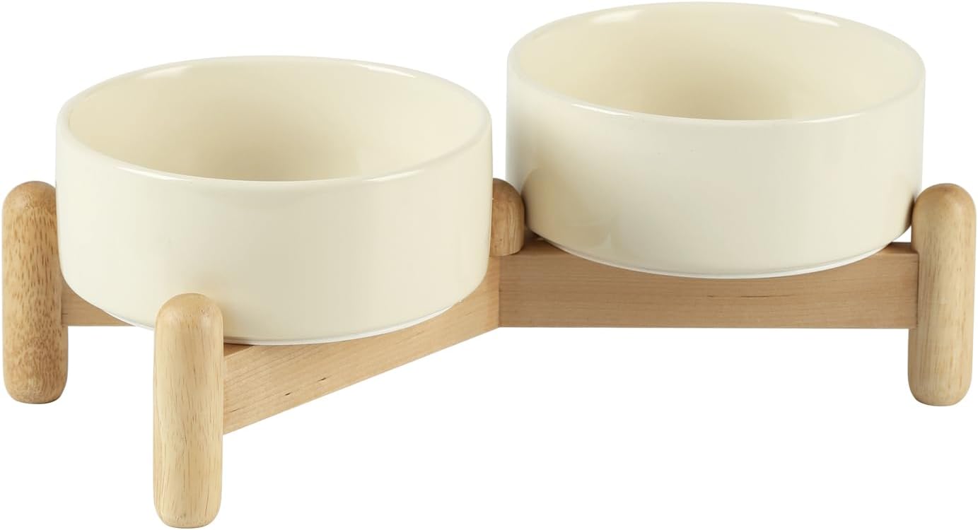 Havniva 8.3inch Ceramic Raised Dog Bowl with Stand, Elevated Dog Bowls for Large Breed Dog Food and Water Bowl Non-Slip Dog Dish Large Capacity Feeding Pet Water Bowl
