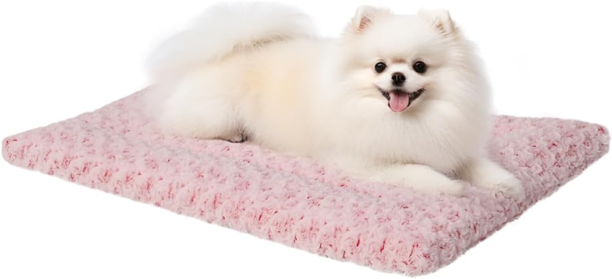 Washable Dog Bed Mat Ultra Soft Dog Crate Pad Comfy Fluffy Pet Kennel Beds Sleeping Mattress for Large Jumbo Medium Small Dogs, 36 x 23 Inch, Gray