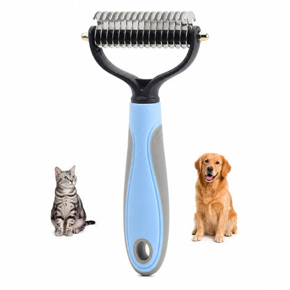 Pet Knotter Dog Grooming, Professional Deshedding Brush Cat Brushes for Shedding Comb Remove Loose Hair Undercoat Fur and Knots Safely Double Sided Dematting Detangler Remover Removing Flea Rake