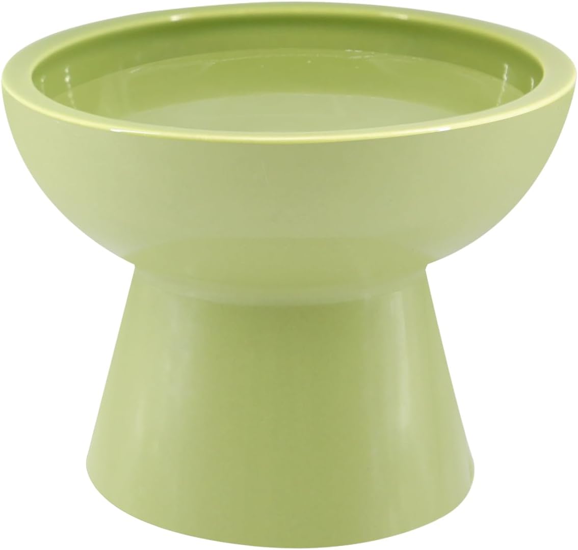LoeJan Elevated Cat Food and Water Bowls Set, Extra Wide and Raised Ceramic Bowls, Anti-Vomit Whisker-Free Pressure Cat Feeder for Kittens to Adult Cats and Small Dogs (White, Water Bowl)