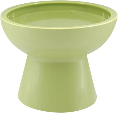 LoeJan Elevated Cat Food and Water Bowls Set, Extra Wide and Raised Ceramic Bowls, Anti-Vomit Whisker-Free Pressure Cat Feeder for Kittens to Adult Cats and Small Dogs (White, Water Bowl)