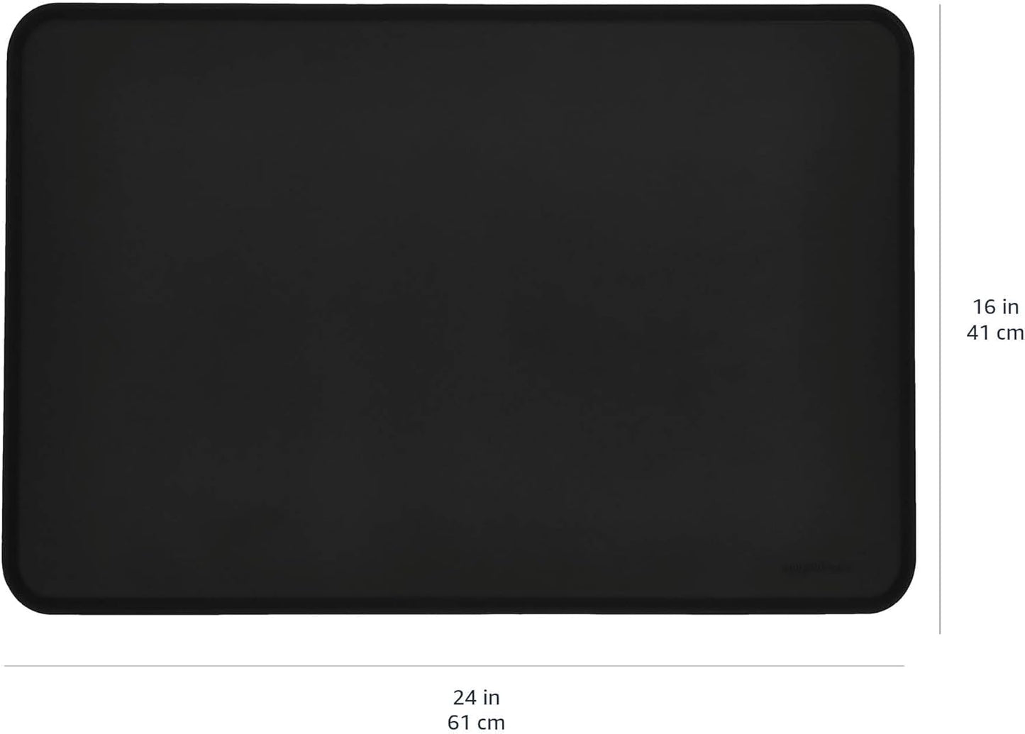 Amazon Basics Waterproof Non-Slip Silicone Pet Feeding Mat with Raised Edges for Food and Water Bowls, Easy to Clean Pet Placemat to Protect Floors, 18.5" x 11.5", Black
