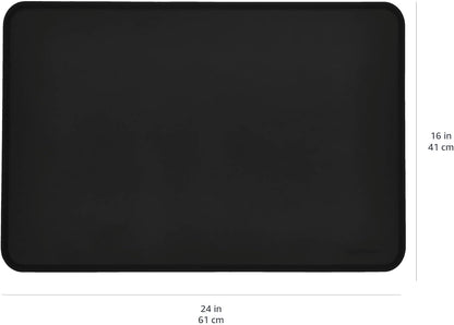 Amazon Basics Waterproof Non-Slip Silicone Pet Feeding Mat with Raised Edges for Food and Water Bowls, Easy to Clean Pet Placemat to Protect Floors, 18.5" x 11.5", Black