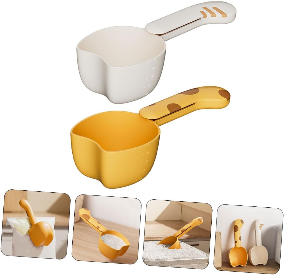 Luxshiny 2pcs Rice Scoop Sealing Clip Skimmer Spoon Dog Food Measuring Scoop for Kitchen