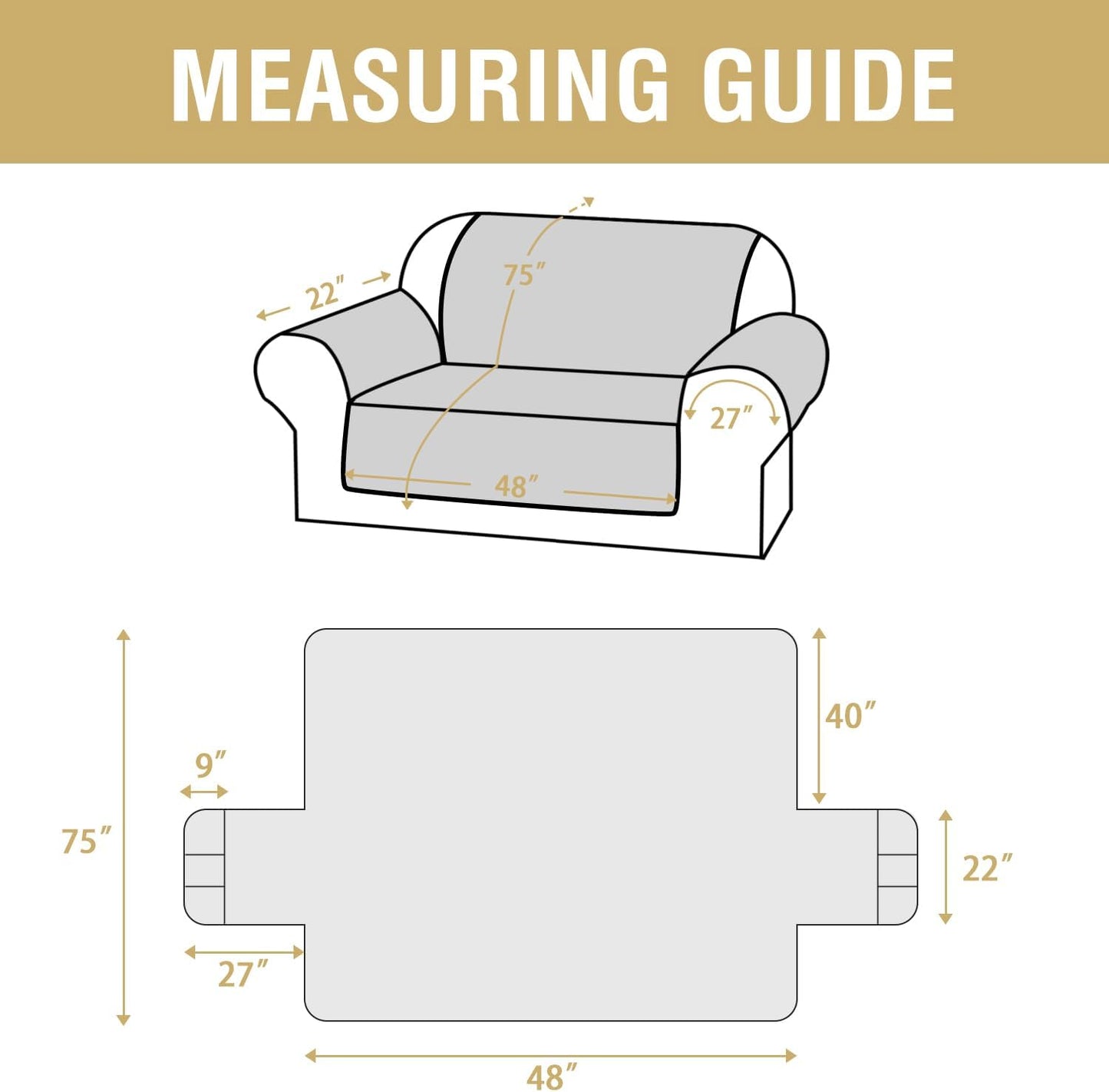 H.VERSAILTEX 100% Waterproof Slipcovers for Couches and Sofas Modern Pet Couch Cover Thick Soft Furniture Protector with Elastic Straps(Sofa, Lily Pad/Beige)