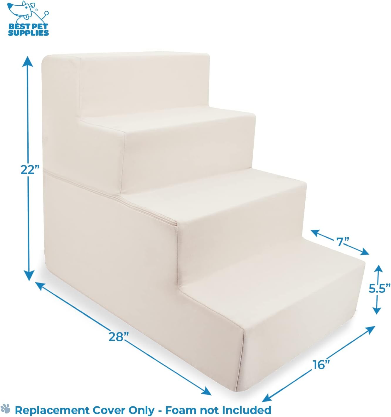 Best Pet Supplies Dog Stairs & Steps - Foam Steps for Small Dogs & Cats, Non-Slip Indoor Balanced Pet Step Support, Dog Ramp, No Assembly, Pale Teal, 3-Step (13.5-inch Height)