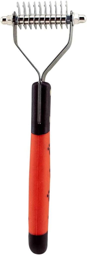 RYAN'S PET SUPPLIES Paw Brothers 13-Blade Coarse Double Wide Dematting Undercoat Rake for Dogs and Cats, Professional Grade, Dog Shedding Brush, Stainless Steel Blades, Rounded Gentle Teeth