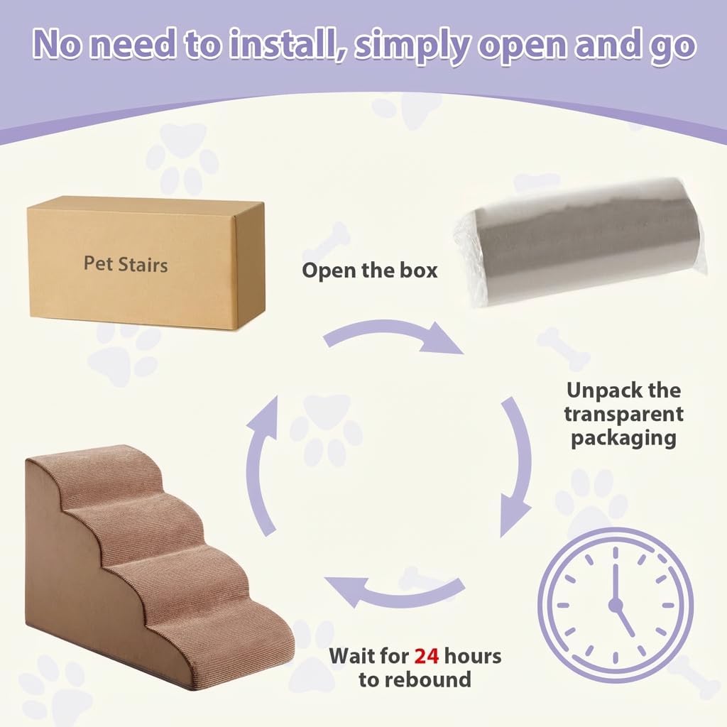 LEXTRO Dog Stairs for Small Dogs, 2-Steps Dog Ramp for Couch, Pet Stairs with Highly Supportive Foam and Non-Slip Bottom, Pet Steps for Cat & Doggie (High 11.8 Inch)