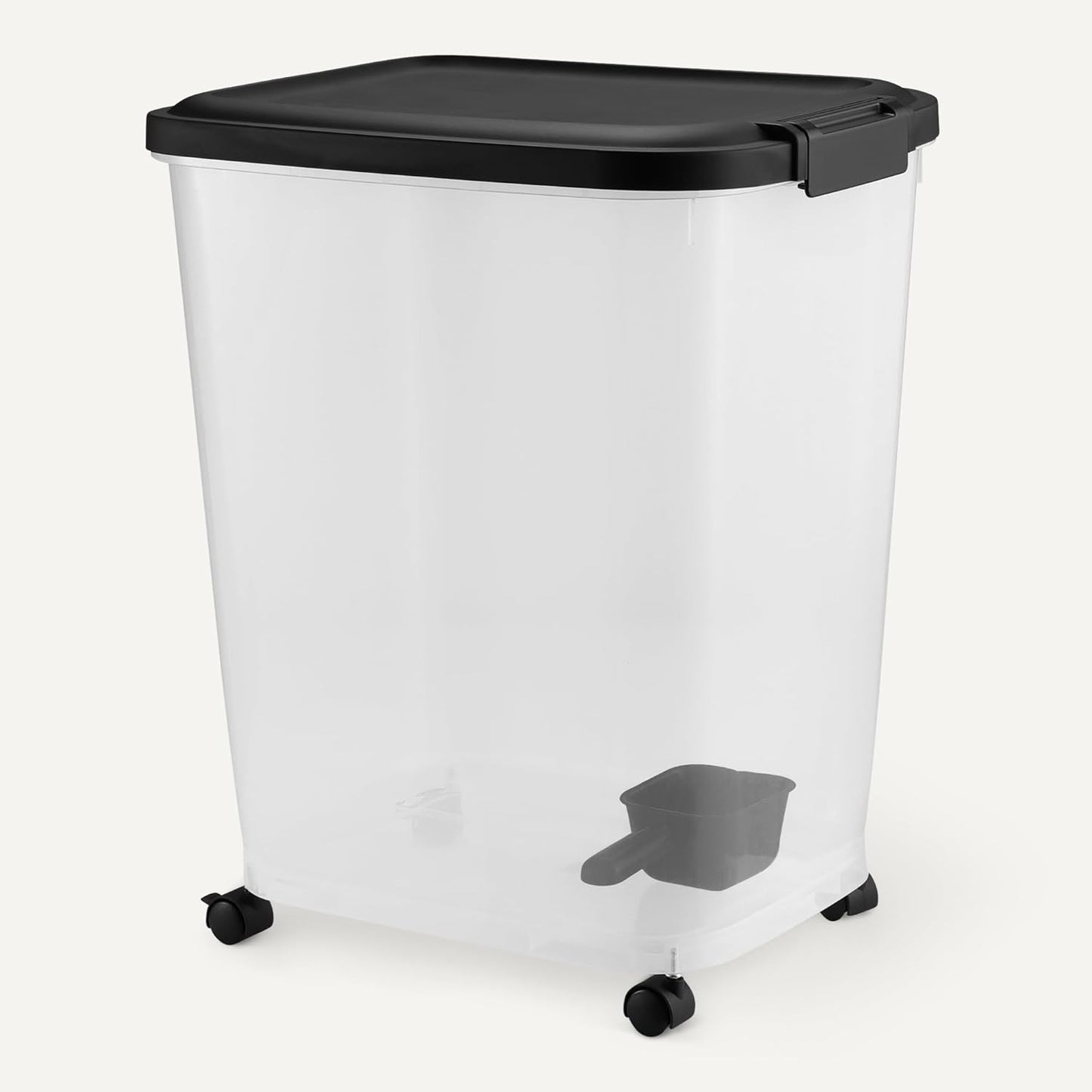 Amazon Basics Pet Food Storage Container with Wheels, BPA-Free, Detachable Scoop, 30lbs Capacity, Reliable Seal